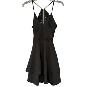 B Darlin Black Lace Back Tiered Mini Dress 1/2